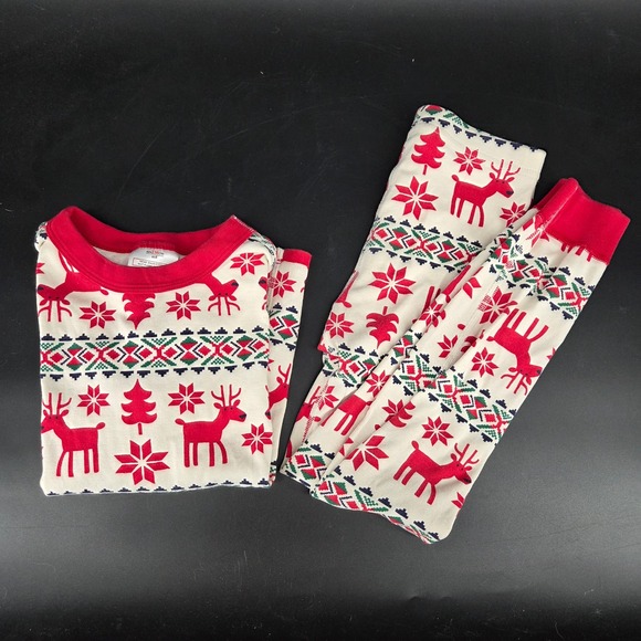 Hanna Andersson Other - Hanna Andersson Kids 8 Reindeer Fair Isle Organic Cotton Pajama Set Red Cream